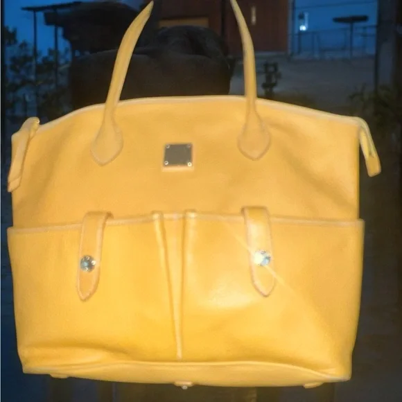 Dooney & Bourke Yellow Leather Tote Bag with Structured Design - Picture 1 of 6